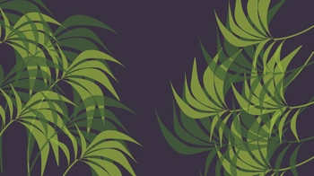 Drawing of light green palms with a dark background