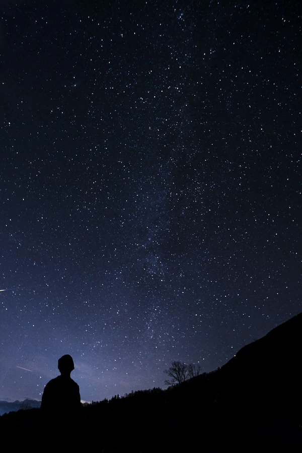 Person looking at evening stars