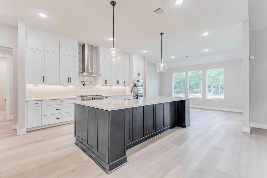 Kitchen Island of Garret Circle Custom Home in Bellville TX