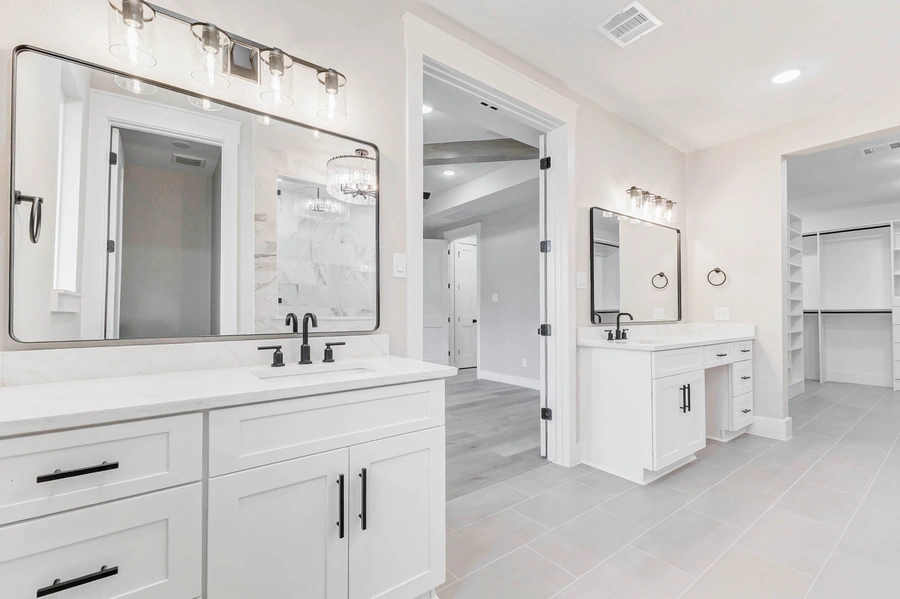Primary Bathroom Vanities of Garret Circle Custom Home in Bellville TX