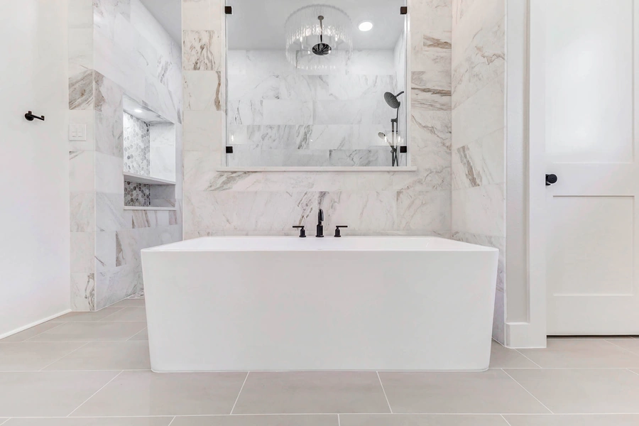 Primary Bathroom of Garret Circle Custom Home in Bellville TX