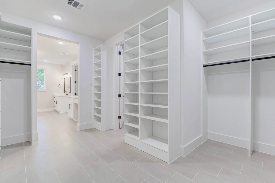 Primary Closet Garret Circle Custom Home in Bellville TX
