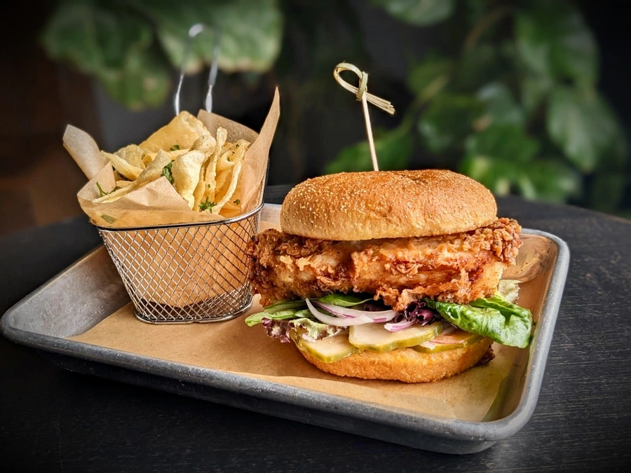 Chicken sandwich and fries