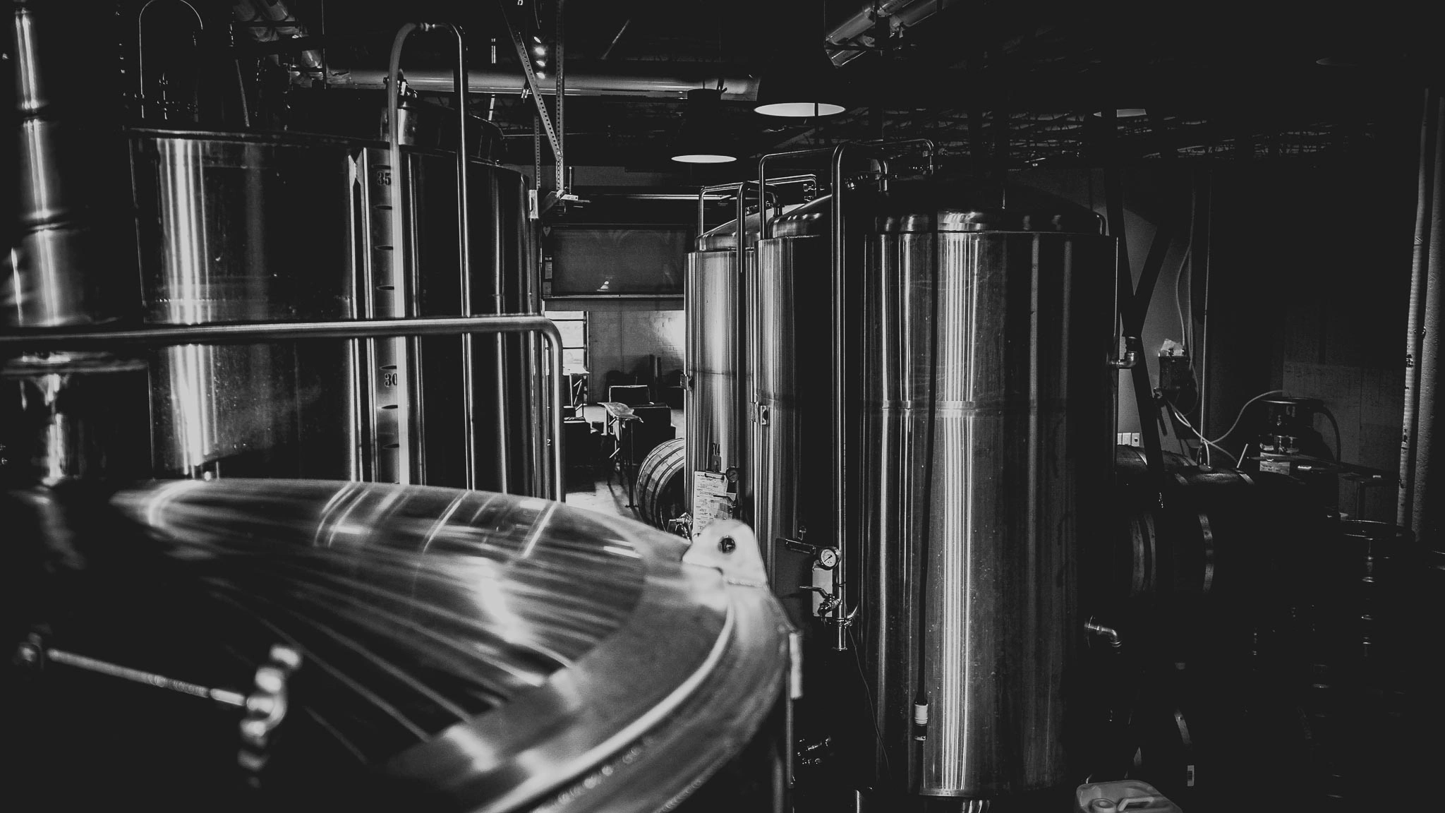 Brewtorium's large fermentation tanks in their brewhouse