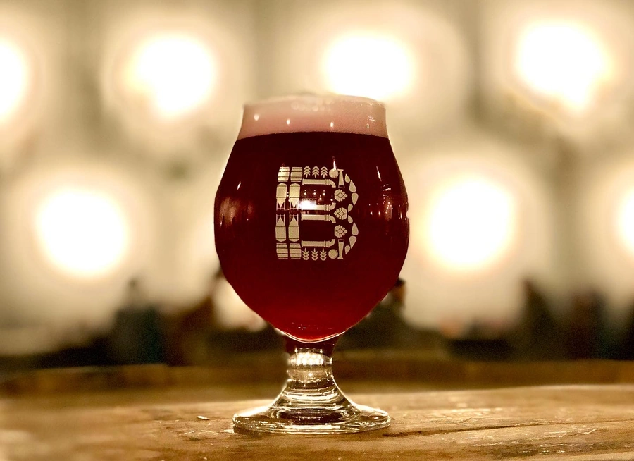 Our award winning beer La Dame Rouge in a Brewtorium glass