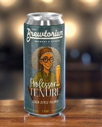 Can of Professor Tenure Czech-Style Pilsner craft beer by Brewtorium