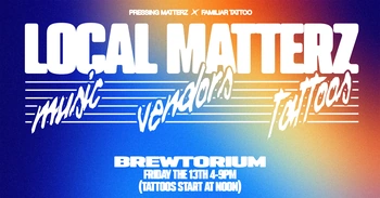 Flyer for Local DJ, Vendor & Tattoo Event at The Brewtorium Brewery & Kitchen 