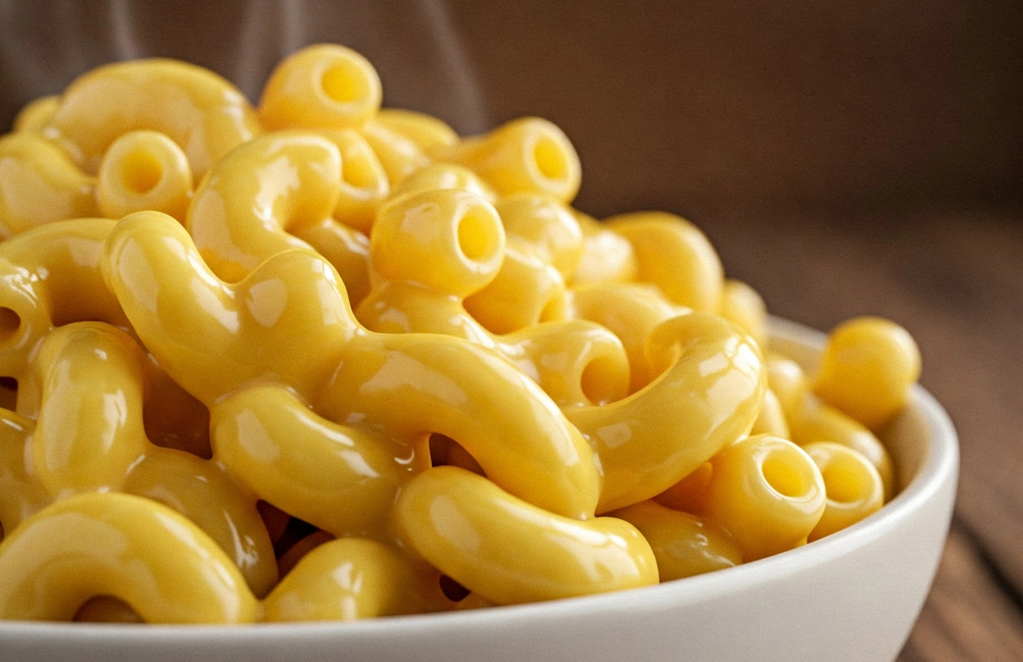 Close up photo of a bowl of mac-n-cheese