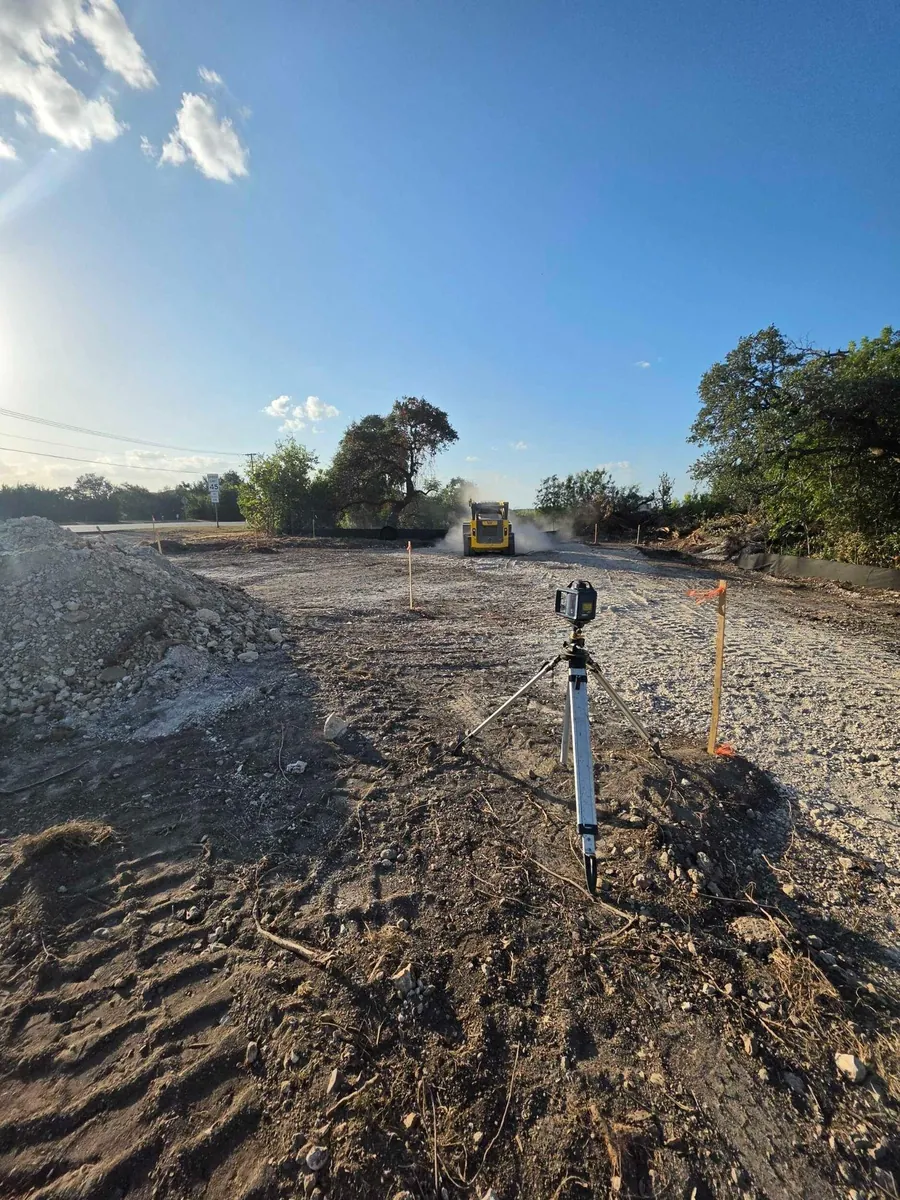 Graded earth with survey stake at the Bagdad Road retail site