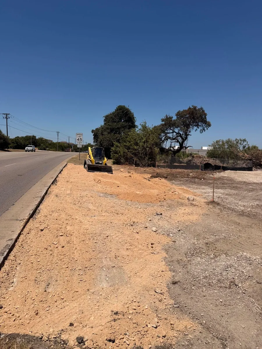 Graded shoulder for the new entrance and turn lane on Bagdad Road