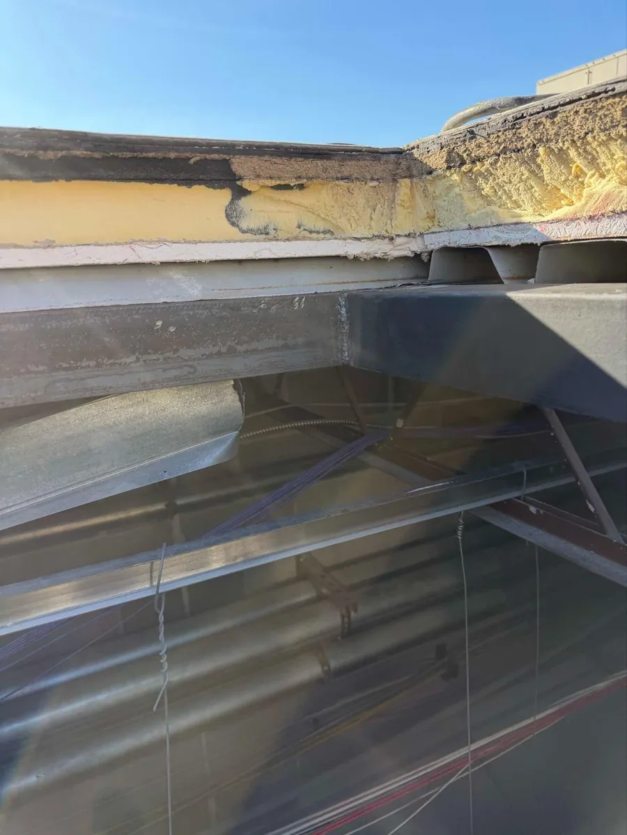 Steel skylight framing in the roof opening at Connally High School