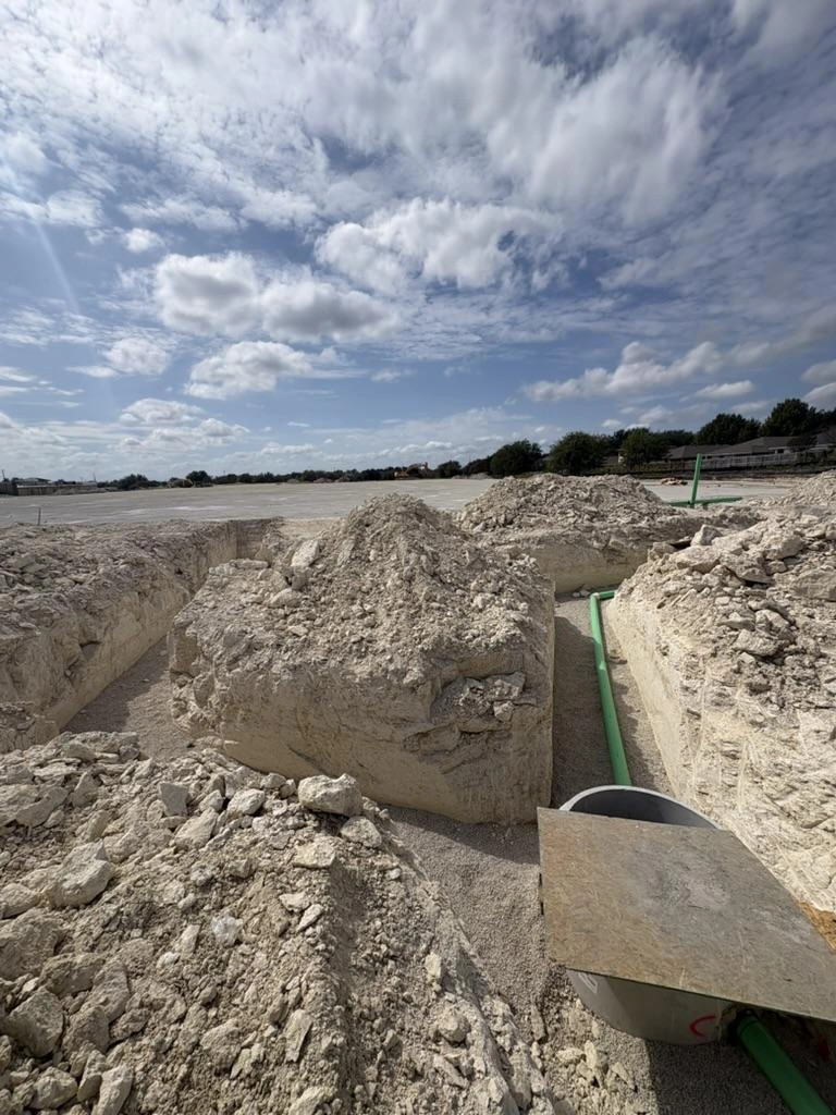 Utility pipe and trench excavation at Pflugerville Marketplace