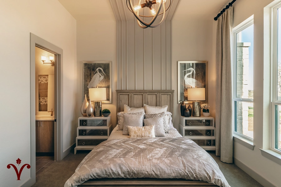 Example of Vintage Luxury Bedroom in a custom built home