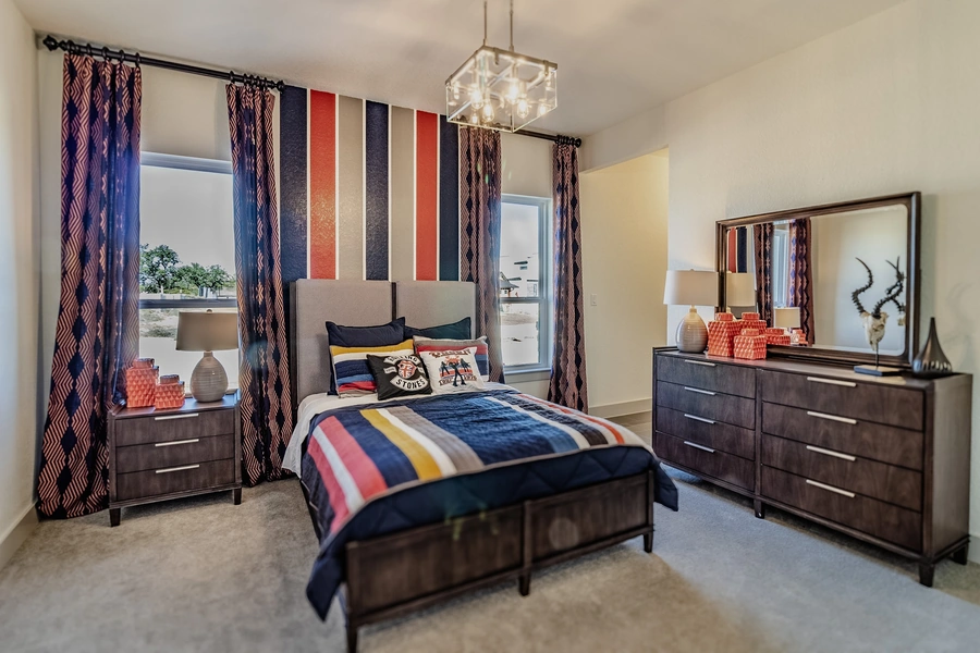 Example of Vintage Luxury Bedroom in a custom built home