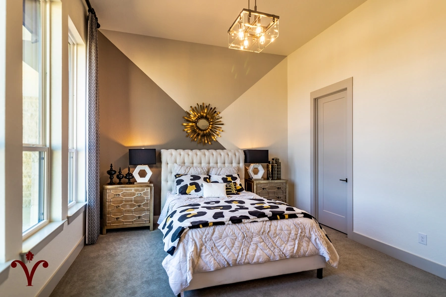 Example of Vintage Luxury Bedroom in a custom built home