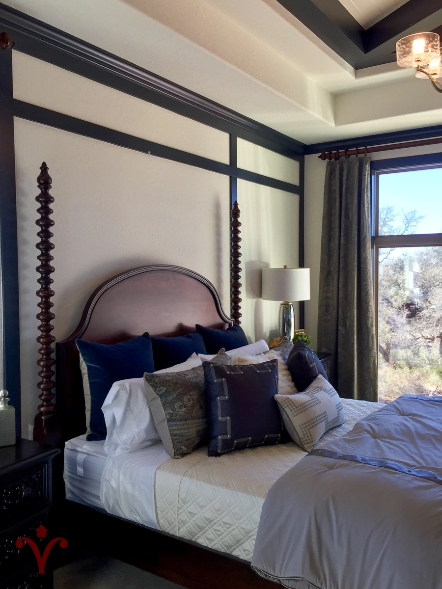 Example of Vintage Luxury Bedroom in a custom built home