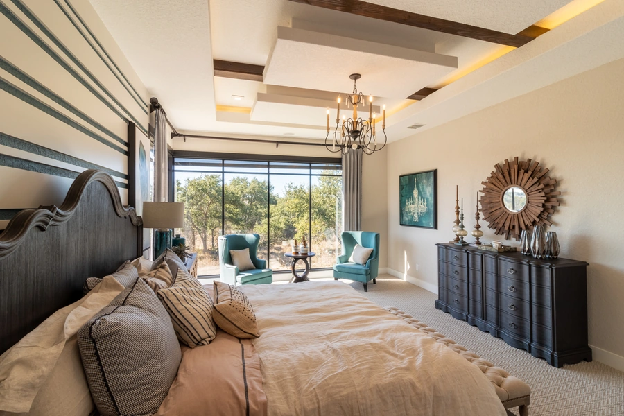 Example of Vintage Luxury Bedroom in a custom built home