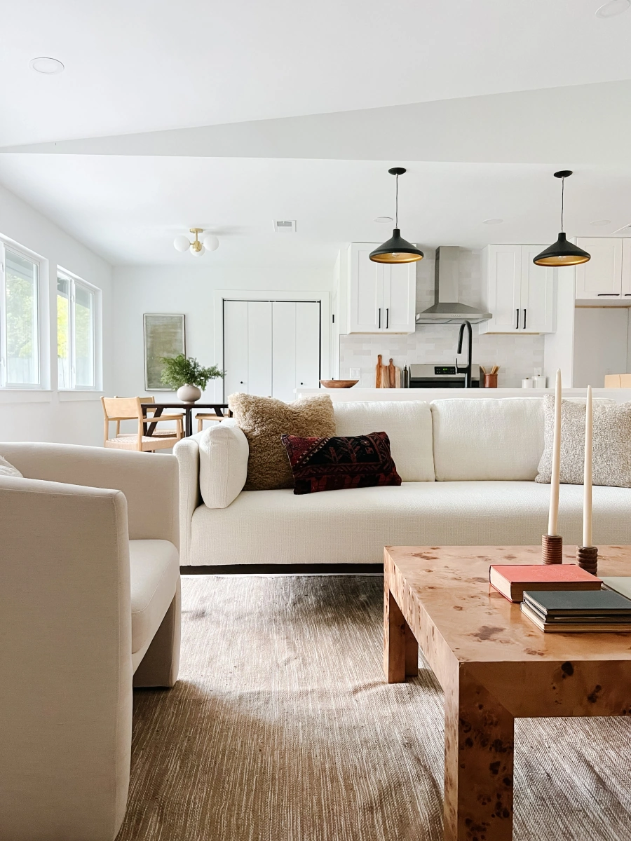 Contemporary living room with neutral furniture